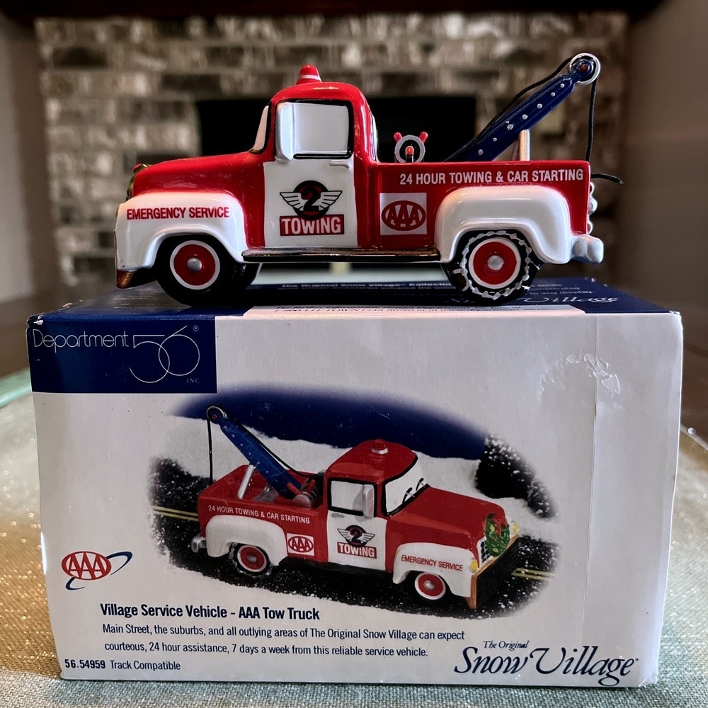 Dept 56 Village Service Vehicle AAA Tow Truck Village Accessory NIB